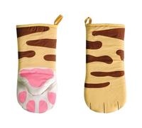 Oven Mitts, Cute Cat Paw Oven Mitts Heat Resistant Gloves Kitten Paw Microwave Kitchen Gloves, Cat Paw Design Heat Resistant Oven Gloves Thick Cotton Lining Cooking Baking Potholder Gloves (yellow)