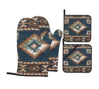 Oven Mitts Pot Holders Southwestern Native American Aztec Ethnic Retrona Set Of 4 Oven Gloves With Mitts Premium Gloves For Cooking For Pizza Cooking Home