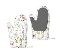 Oven Mitts Set Of 2 Floral Pattern Print Silicone Oven Gloves Heat Resistant To 500 F Kitchen Oven Gloves Pot Holder For Cooking