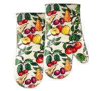 Oven Mitts Set of 2 with Transparent Clear Silicone Shell and Nice Farm Flower Cotton Lining, Heat Resistant to 500 F Kitchen Oven Gloves Pot Holder for Cooking (Farm Flower, Oven Mitts)