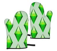 Oven Mitts The Sims Plumbob Heat Resistant 2Pcs Microwave Pot Holder Oven Gloves For Kitchen Bbq Baking 15X28 cm