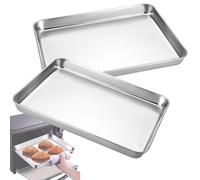 Oven Sheet Pan Tray 2 Pack Stainless Steel Cookie Sheet, Rectangular Nonstick Baking Sheet Length 9.2 Inch to 19.7 Inch Heavy Duty Pan Warp Resistants Baking Trays Flat Bottom(26.5x20.5x2.5cm)