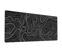 Ovenbird Large Gaming Mouse Pad with Stitched Edges, Topographic Map Topo Mousepad Gaming, Extended XL Large Mousepad with Anti-Slip Base, Cool Mouse Pads for Desk, 31.5 x 11.8 in, Black