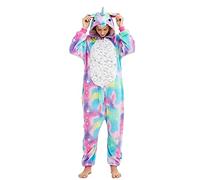 Ovender Kigurumi Animal Costumes Pyjamas Suit Adult Unisex for Carnival Halloween Party Show Christmas Show Winter Cosplay for Women and Men, Pony Unicorn Light Blue White, L-XL