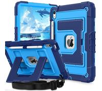 Ovenoe Kids Case for iPad 11th Generation (A16) (11-inch, 2025)/iPad 10th Generation (10.9-inch, 2022), with Shoulder Strap, Fully-Body Rugged Shockproof Cover with Built-in Stand, Blue