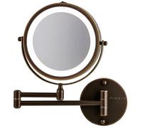 OVENTE 7"""" Lighted Wall Mount Makeup Mirror - 1X/ 7X Magnification Battery Powered Glow Cosmetic Light up Spinning 360-Degree Double Sided LED
