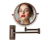 OVENTE 7" Wall Mounted Makeup Mirror with 1X/10X Magnification, Double Sided Magnifying Round Bathroom Vanity Mirror, 360° Swivel Design, Extendable and Folding Arm, Antique Bronze MNLFW70ABZ1X10X