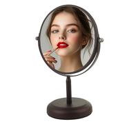 OVENTE Round Tabletop Vanity Mirror, 7 Inch, Dual-Sided with 1x/5x magnification, Antique Bronze (MNLDT70ABZ1X5X)