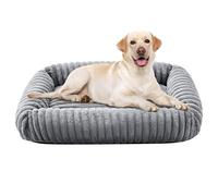 Oveppy Dog Bed Extra Large Washable, Super Soft Rectangle Dog Beds, Warming Furry Pet Bed with Removable Zipper Cover, Grey, 35 x 25 x 9inch, Suitable for Dogs Under 60lb