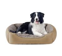 Oveppy Dog Bed for Large Dogs, Super Soft Rectangle Dog Beds, Washable Warming Pet Bed with Anti-Slip BottomBrown