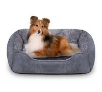 Oveppy Dog Bed Large, Super Soft Rectangle Dog Beds, Washable Warming Pet Bed with Anti-Slip Bottom, Anti-Anxiety, Machine Washable, Grey, 30 x 24 x 9inch