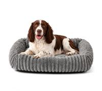 Oveppy Dog Bed Large Washable, Super Soft Rectangle Dog Beds, Warming Furry Pet Bed with Removable Zipper Cover, Grey, 76x61x23cm
