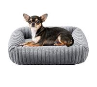 Oveppy Dog Bed Small Washable, Super Soft Rectangle Dog Beds, Warming Furry Pet Bed with Removable Zipper Cover, Grey, 20 x 19 x 6inch, Suitable for Dogs Under 20lb