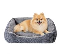 Oveppy Small Dog Bed Washable, Super Soft Rectangle Dog Beds with Raised Edge, Fluffy Anti Anxiety Pet Bed for Small Dogs, 52x48x15cm