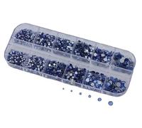 Over 2100 Pieces Blue Sapphire Lt Flat Back Glass Rhinestones Crystals for Nail Art Kit 6 Sizes (1.4mm - 4.8mm)