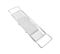 Over Bath Shelf Rack Bathtub Tray Table for Shampoo & Essentials Wire Bathing Rack Bath BasinSilver White Bath Tub Storage Solution