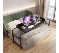 Over Bed Desk Height Adjustable 65-95cm，Over The Bed Table With Wheels Width Adjustable 115-210cm，Elderly Dining Table For Hospital And Home(Color:Black)