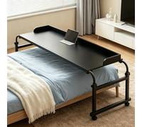Over Bed Desk Height Adjustable 65-95cm，Rolling Medical Table Overbed Table，Mobile Laptop Cart Computer Desk Adjustable 115-210cm For Hospital And Home(Color:Black)
