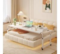 Over Bed Table Adjustable Height,Overbed Computer Table with Wheels, Overbed Table with Wheels with Adjustable Height(Color:White)