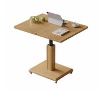 Over Bed Table on Wheels, Adjustable Height, Solid Wood Tray for Eating, Laptop Use, Heavy Duty Design Supports Up to 220 lbs, Portable Bedside Stand