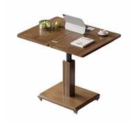 Over Bed Table on Wheels, Adjustable Height, Solid Wood Tray for Eating, Laptop Use, Heavy Duty Design Supports Up to 220 lbs, Portable Bedside Stand