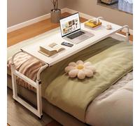 Over Bed Table with Wheels - Adjustable Bed Desk for Laptop, Rolling Over the Bed Table, Multifunctional Computer Desk
