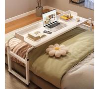 Over Bed Table with Wheels - Adjustable Bed Desk for Laptop, Rolling Over the Bed Table, Multifunctional Computer Desk