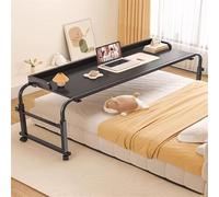 Over Bed Table with Wheels, Overbed Desk, Adjustable Overbed Table, Bedside Standing Desk, Mobile Laptop Desk for Home, Bedroom, Students, Office(Black,55.1x15.7in/140x40cm)