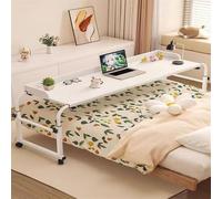 Over Bed Table with Wheels, Overbed Desk, Adjustable Overbed Table, Bedside Standing Desk, Mobile Laptop Desk for Home, Bedroom, Students, Office(White,47.2x15.7in/120x40cm)