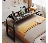 Over-Bed Tables,Extendable Rolling Bedside Laptop Desk Overbed Computer Workstation Overbed Table with Adjustable Height for Hospital and Home(Color:Black)