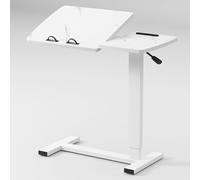 Over Bed Tables, Laptop Table, Mobile End Table Height Adjustable with USB Port and Wheels, Snack Side Table, C Shaped Side, Multi-Angle Tilt Tabletop, Slides Under Sofa, Couch Table