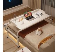 Over-Bed Tables With Wheels Folding,School Desk Adjus Height Desk Adjus Folding Bedside Desk Lap for Crafting Working from Home Essentials(Color:White+)