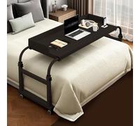 Over-Bed Tables With Wheels Lap For Crafting, Swivel Over The Bed Adjus Computer Trolley Black Swivel Top For Recliner Riser(Color:Black+)