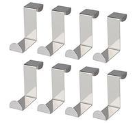 Over Cabinet Door Hooks Stainless Steel Reversible Hooks Heavy Duty Z-Shaped Over Cupboard and Drawer Hooks Metal Hanging Hooks for Standard Door and Wardrobe 8 Pieces