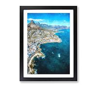 Over Cape Town In South Africa Painting Modern Framed Print | A4 Black Framed Wall Art | Ready to Hang | Modern Historical Picture | Living Room Bedroom Lounge Office