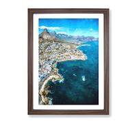 Over Cape Town In South Africa Painting Modern Framed Print | A4 Walnut Framed Wall Art | Ready to Hang | Modern Historical Picture | Living Room Bedroom Lounge Office