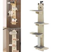 Over-Door Cat Climber Shelf - Multi-Level Vertical Perch with Soft Mats & Scratching Post, Space-Saving Solution for Indoor Cats to Climb, Rest & Play