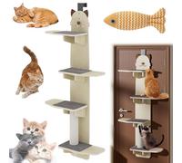 Over Door Cat Shelf with Removable Soft Mat and Scratching Post, Multi-Level Cat Climber for Play and Sleep, Space-Saving Cat Tree for Indoor Cats