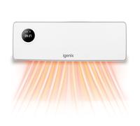Igenix IGHW020TDW Over Door Downflow Fan Heater, 2000W Wall Mounted Oscillating Air Curtain with Heater & Cool Air Function, 24 Hour Timer, LED Display & Remote Control, White