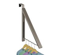 Over Door Hanger - Single Closet Hook Retractable Collapsible Folding Hanging Rack Organizer Perfect for Clothes & Towels Ideal for Bathrooms, Dorm Rooms Etc. - Satin Nickel (Includes one Hook)