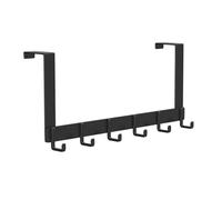 Over Door Hook, Door Coat Hanger with 6 Hooks Heavy Duty Storage for Hanging Clothes Coats Towels Bags for Bathroom Bedroom（Black）