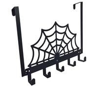 Over Door Hook Gothic Halloween Spider Web Over The Door Towel Rack with 5 Hooks Towel Hanger for Hat, Coat, Purse, Key & More, Hanger