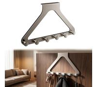 Over Door Hooks Hanger, No Drill Silent Use 6 Hooks Heavy Duty Rack for Towels & Clothes, Fits 35mm to 45mm, Doors Modern Matte Metal 8.7 inch, Door Organizer for Jackets, Hats, Towels (Grey, 1Pc)