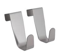Over Door Hooks, Stainless Steel, 2.5 x 8.5 cm, 2-Pack, Silver