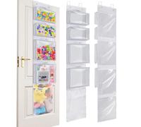 Over Door Organizer and Storage, Toy Hanging Container Holder with 4 Removable Clear Bins, Nursery Closet Cabinet Baby Room Wall Stuffed Animal Bag Case for Bathroom, Bedroom and Pantry