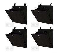 Over-Door Shoe Storage Organizer for Small Spaces - For Slim Hanging Door Shoe Organizer with Tear-Resistant Plastic Pockets, 27x27x2 cm, Black, Fits Apartments,(four)