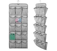 Over Door Storage Organiser, Double-Side Hanging Shoe Storage Organizer with 30 Large Pockets, Large Capacity Back of Door Storages with Rotating Hanger for Bedroom Closet Laundry Room(2pcs grey)
