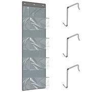 Over Door Storage Organiser Large Capacity Knitting Storage Organizer Space Saving Yarn Storage Hanging Yarn Bag Wardrobe Storage Organizer with 5 Zippered Compartments for Crochet Knitting Lover
