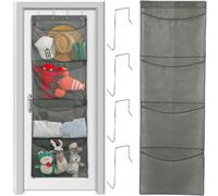 Over Door Storage Organizer, 4-Layer Hanging Storage Pockets with Hooks, Soft Toy Storage for Teddy Bears and Stuffed Animals, Space-Saving Door Hanging Organizer for Bedroom, Bathroom, Nursery