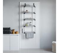 Over Door Towel Rack Silver Aluminium 5-Shelf 52x20x135cm Space-Saving Bathroom